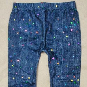 GIRLS MULTICOLORED FLEECE-LINED LEGGINGS S/M, NEW